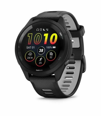 GARMIN Forerunner 265 Zwart met zwarte/Powder Gray sil band